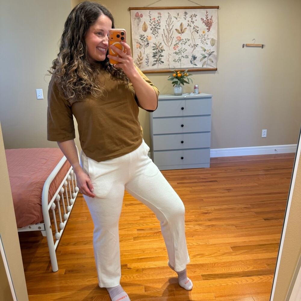 NWT THE GREAT. White Terry Cloth Sweatpants Lounge 0 XS